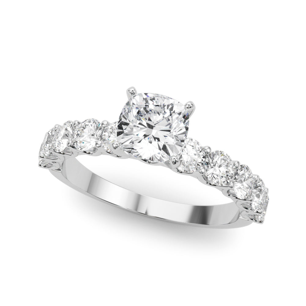 Vintage-Inspired 10 Stone Remount Round Diamond Engagement Ring in 10K/14K gold and platinum with certified lab-grown or natural diamonds