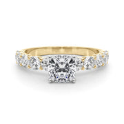 Vintage-Inspired 10 Stone Remount Round Diamond Engagement Ring in 10K/14K gold and platinum with certified lab-grown or natural diamonds