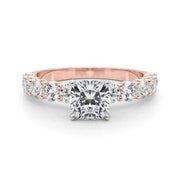 Vintage-Inspired 10 Stone Remount Round Diamond Engagement Ring in 10K/14K gold and platinum with certified lab-grown or natural diamonds