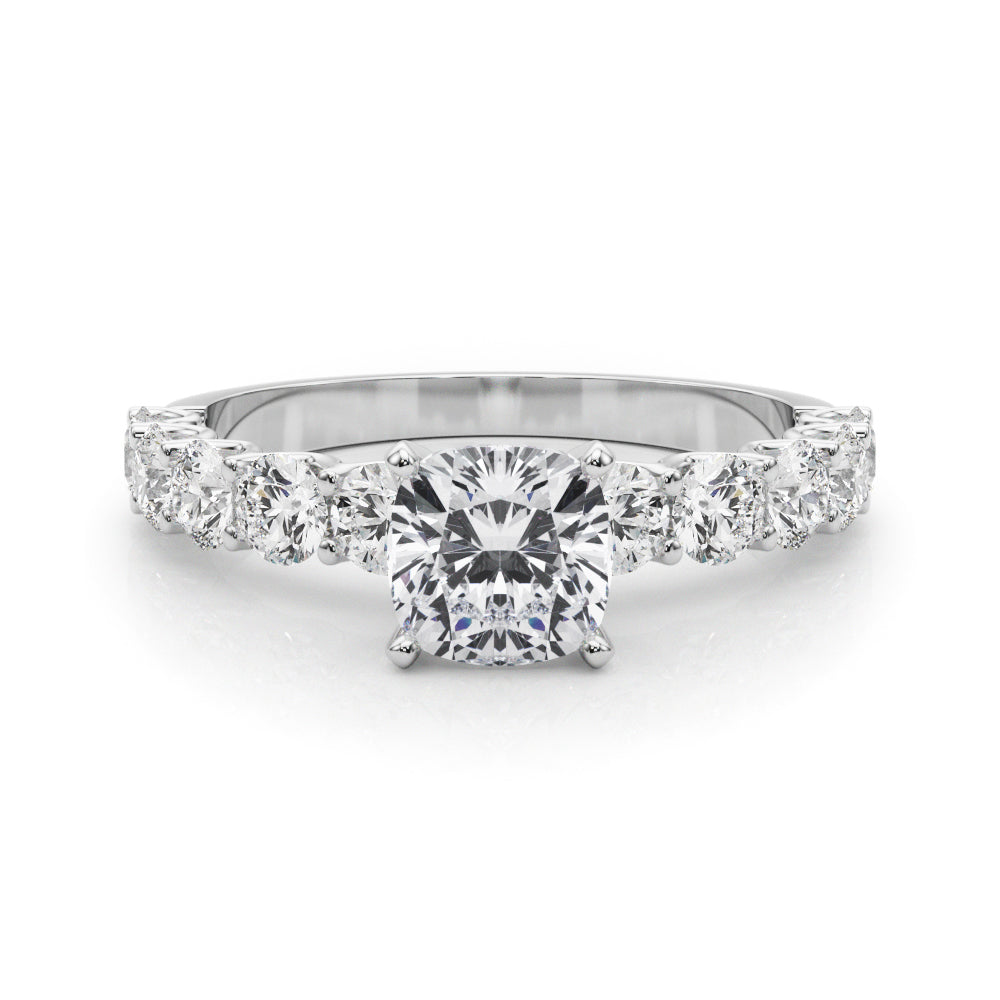 Vintage-Inspired 10 Stone Remount Round Diamond Engagement Ring in 10K/14K gold and platinum with certified lab-grown or natural diamonds