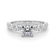 Vintage-Inspired 10 Stone Remount Round Diamond Engagement Ring in 10K/14K gold and platinum with certified lab-grown or natural diamonds