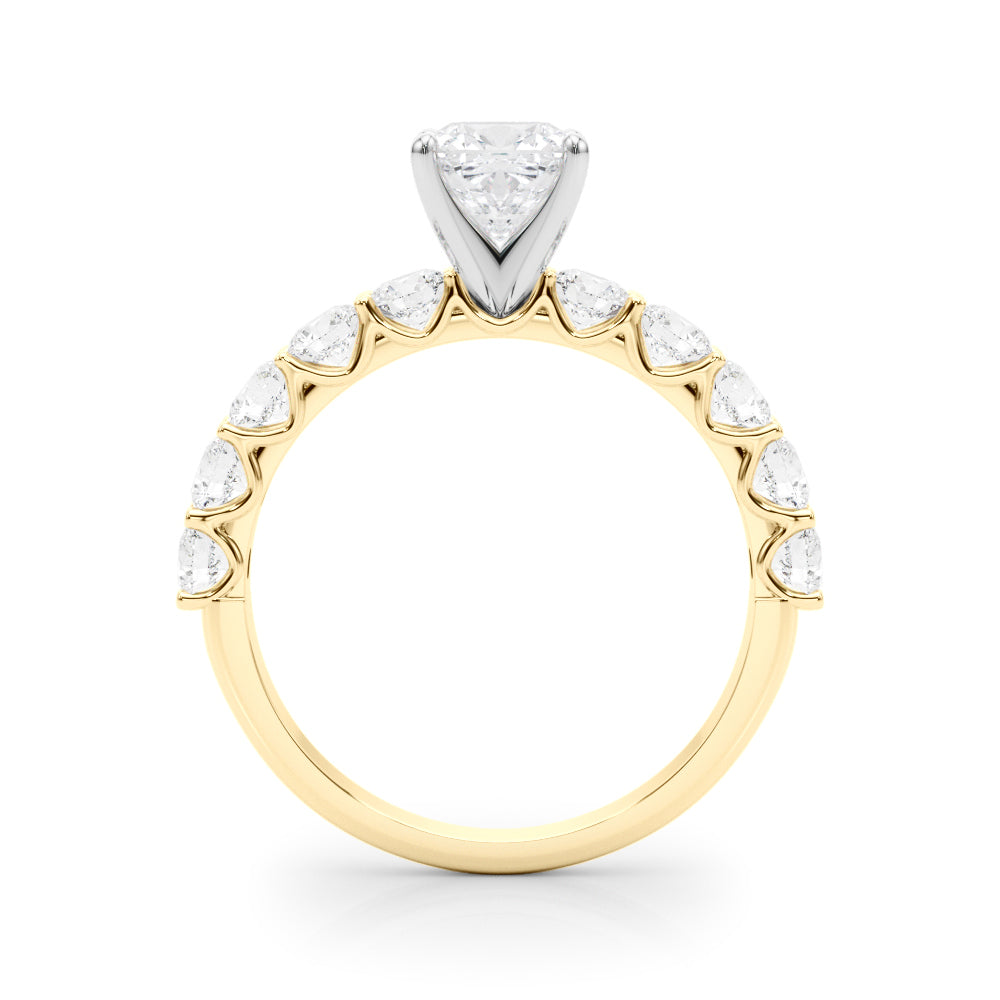 Vintage-Inspired 10 Stone Remount Round Diamond Engagement Ring in 10K/14K gold and platinum with certified lab-grown or natural diamonds