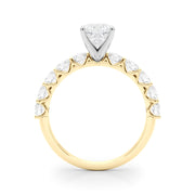 Vintage-Inspired 10 Stone Remount Round Diamond Engagement Ring in 10K/14K gold and platinum with certified lab-grown or natural diamonds