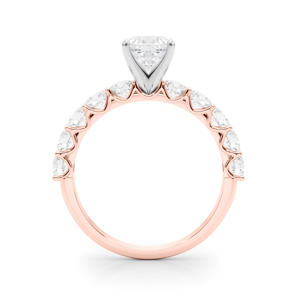Vintage-Inspired 10 Stone Remount Round Diamond Engagement Ring in 10K/14K gold and platinum with certified lab-grown or natural diamonds