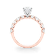 Vintage-Inspired 10 Stone Remount Round Diamond Engagement Ring in 10K/14K gold and platinum with certified lab-grown or natural diamonds