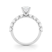 Vintage-Inspired 10 Stone Remount Round Diamond Engagement Ring in 10K/14K gold and platinum with certified lab-grown or natural diamonds
