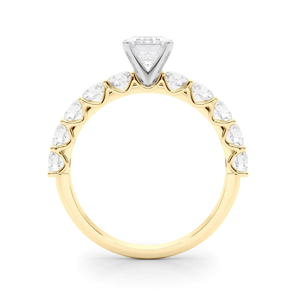 Vintage-Inspired 10 Stone Remount Round Diamond Engagement Ring in 10K/14K gold and platinum with certified lab-grown or natural diamonds