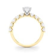 Vintage-Inspired 10 Stone Remount Round Diamond Engagement Ring in 10K/14K gold and platinum with certified lab-grown or natural diamonds