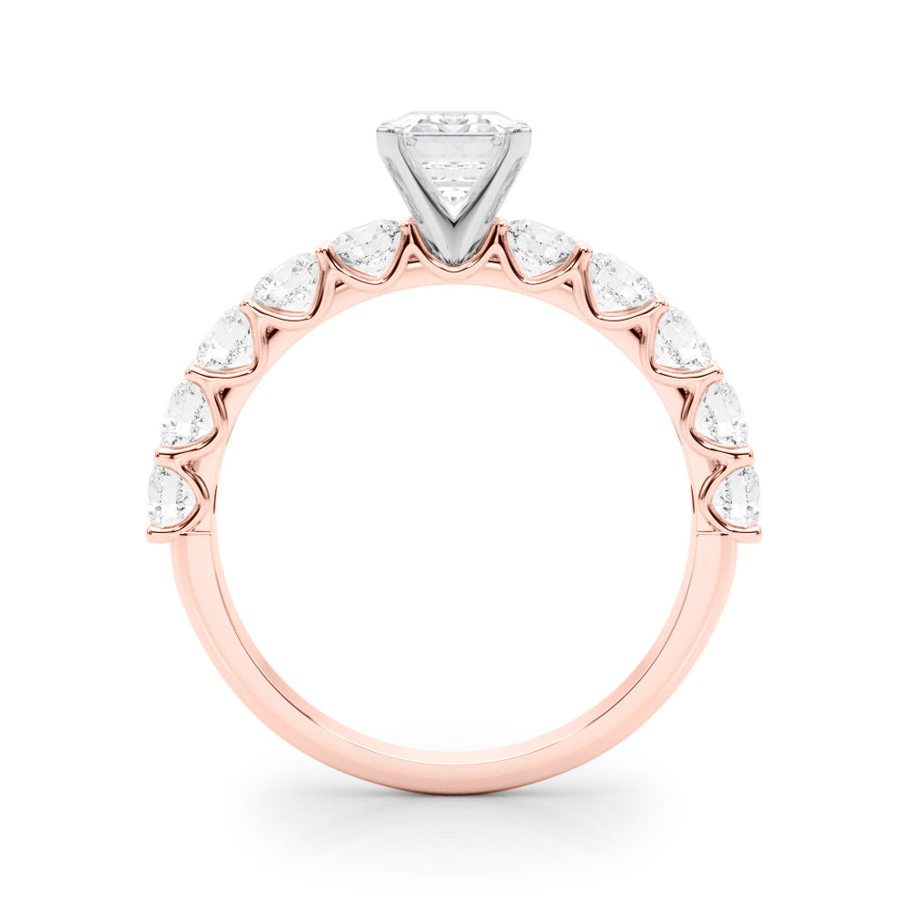 Vintage-Inspired 10 Stone Remount Round Diamond Engagement Ring in 10K/14K gold and platinum with certified lab-grown or natural diamonds
