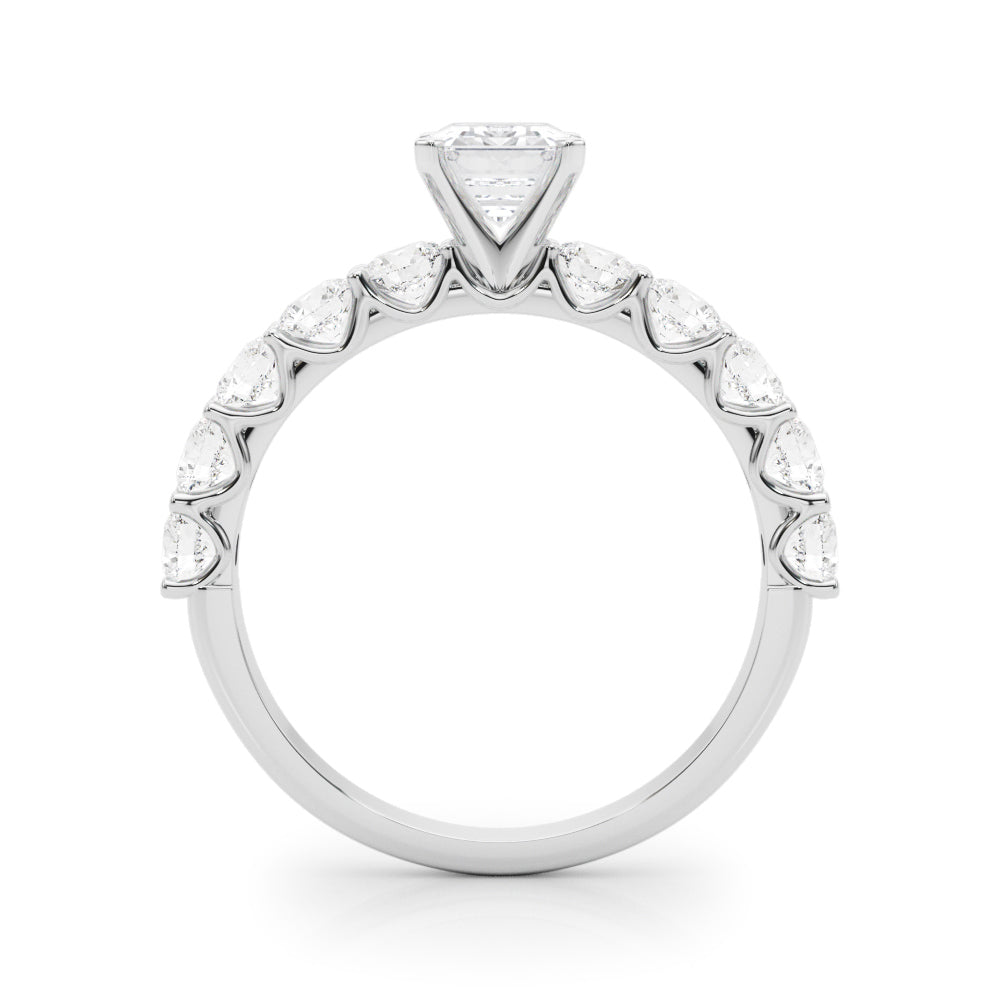 Vintage-Inspired 10 Stone Remount Round Diamond Engagement Ring in 10K/14K gold and platinum with certified lab-grown or natural diamonds