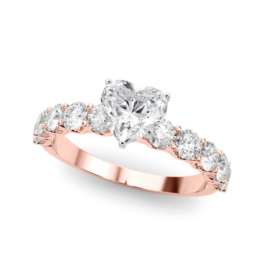 Vintage-Inspired 10 Stone Remount Round Diamond Engagement Ring in 10K/14K gold and platinum with certified lab-grown or natural diamonds
