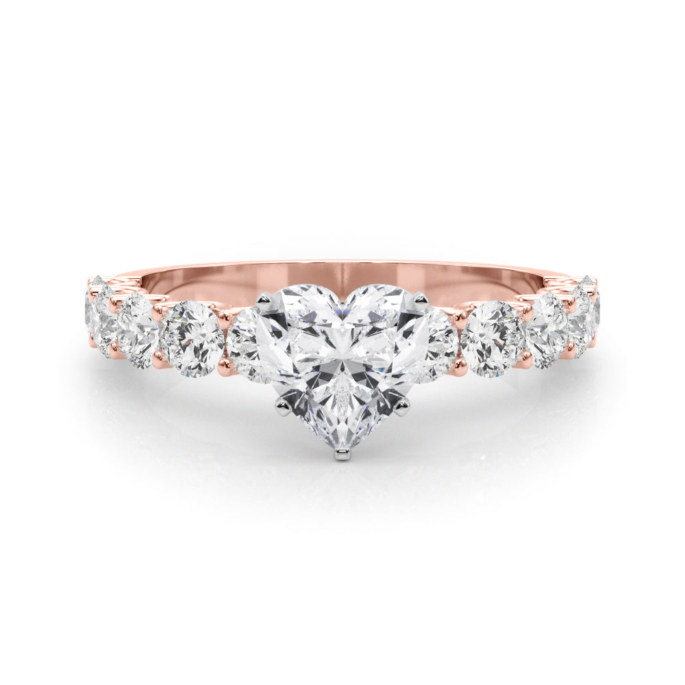 Vintage-Inspired 10 Stone Remount Round Diamond Engagement Ring in 10K/14K gold and platinum with certified lab-grown or natural diamonds