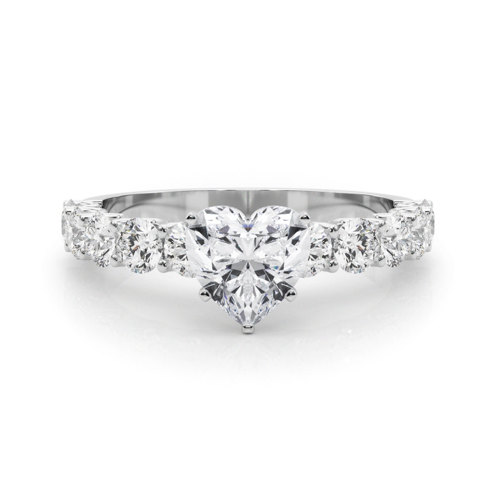 Vintage-Inspired 10 Stone Remount Round Diamond Engagement Ring in 10K/14K gold and platinum with certified lab-grown or natural diamonds