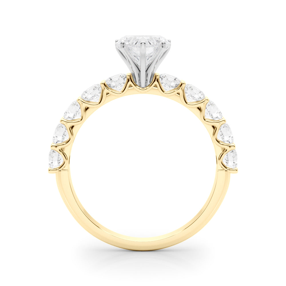 Vintage-Inspired 10 Stone Remount Round Diamond Engagement Ring in 10K/14K gold and platinum with certified lab-grown or natural diamonds