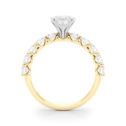 Vintage-Inspired 10 Stone Remount Round Diamond Engagement Ring in 10K/14K gold and platinum with certified lab-grown or natural diamonds