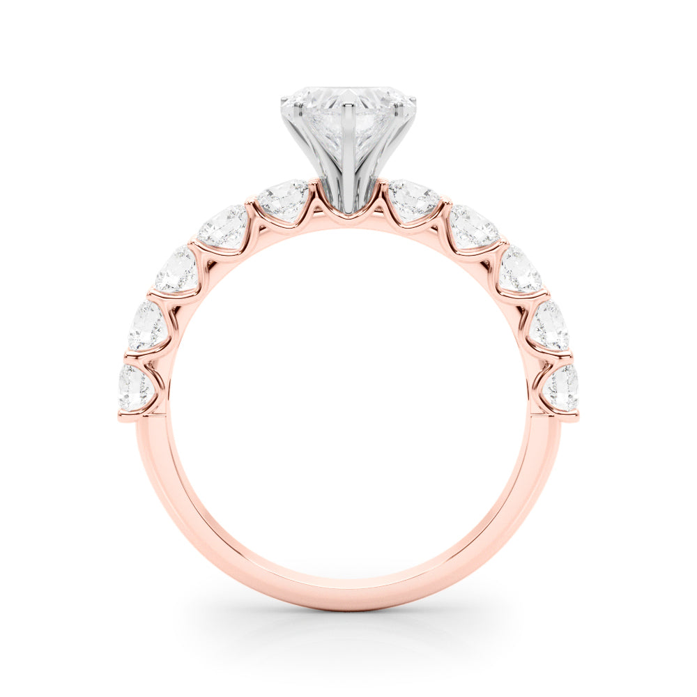Vintage-Inspired 10 Stone Remount Round Diamond Engagement Ring in 10K/14K gold and platinum with certified lab-grown or natural diamonds