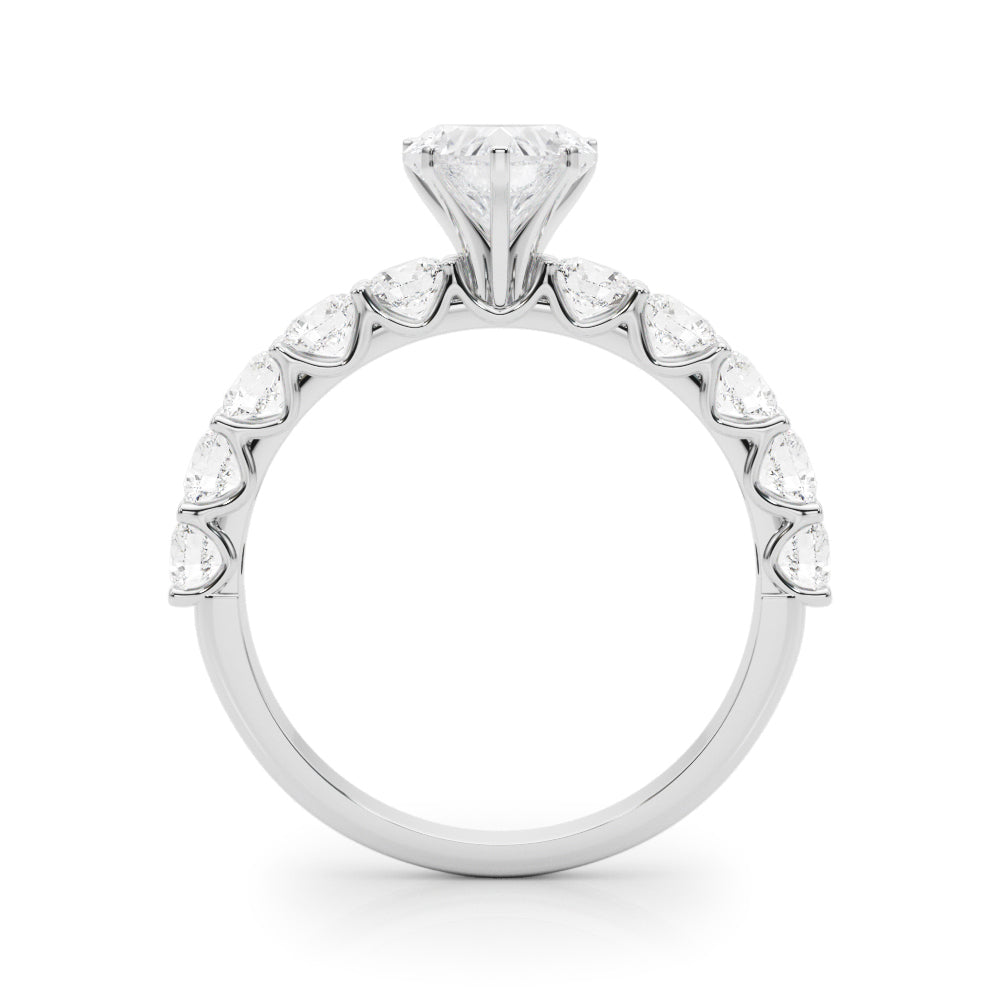 Vintage-Inspired 10 Stone Remount Round Diamond Engagement Ring in 10K/14K gold and platinum with certified lab-grown or natural diamonds