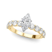Vintage-Inspired 10 Stone Remount Round Diamond Engagement Ring in 10K/14K gold and platinum with certified lab-grown or natural diamonds
