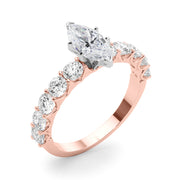 Vintage-Inspired 10 Stone Remount Round Diamond Engagement Ring in 10K/14K gold and platinum with certified lab-grown or natural diamonds
