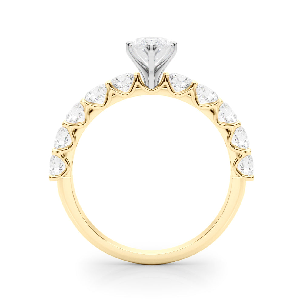 Vintage-Inspired 10 Stone Remount Round Diamond Engagement Ring in 10K/14K gold and platinum with certified lab-grown or natural diamonds