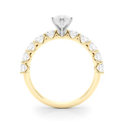 Vintage-Inspired 10 Stone Remount Round Diamond Engagement Ring in 10K/14K gold and platinum with certified lab-grown or natural diamonds