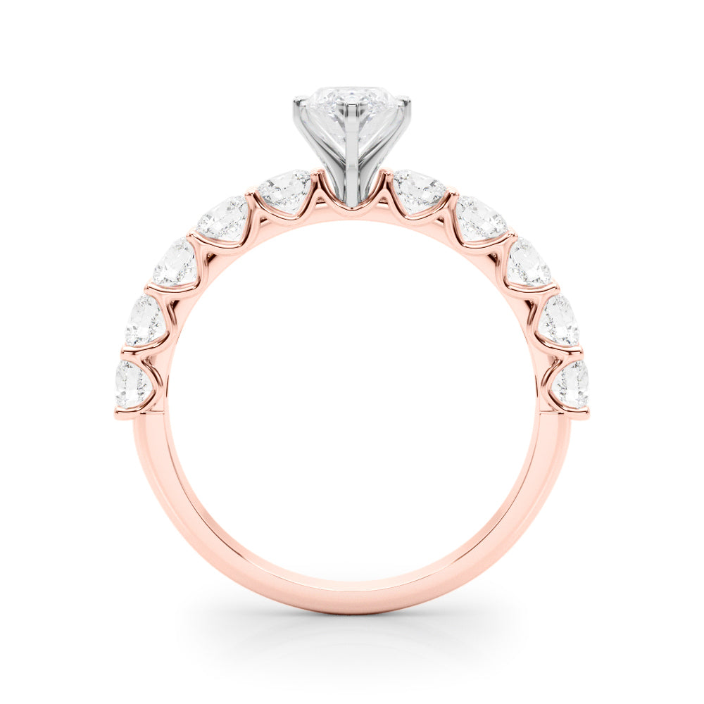 Vintage-Inspired 10 Stone Remount Round Diamond Engagement Ring in 10K/14K gold and platinum with certified lab-grown or natural diamonds