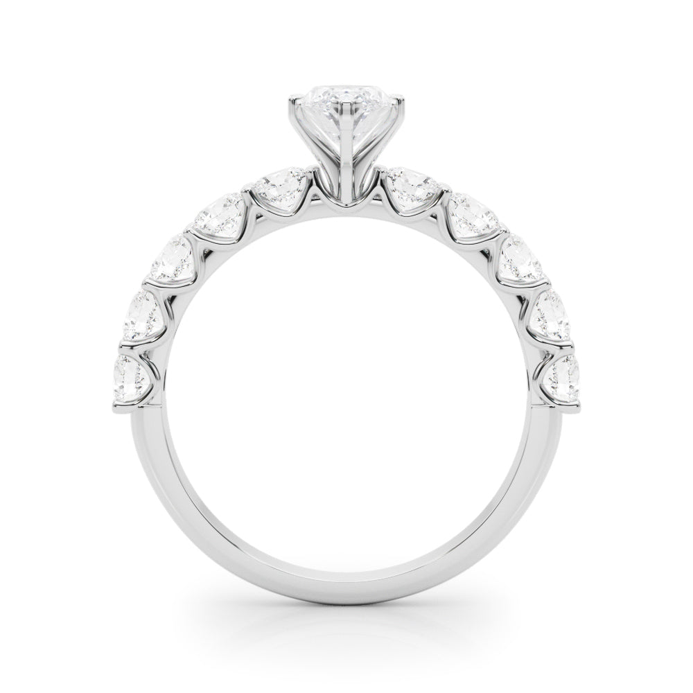 Vintage-Inspired 10 Stone Remount Round Diamond Engagement Ring in 10K/14K gold and platinum with certified lab-grown or natural diamonds