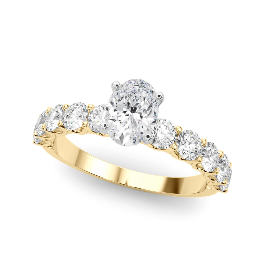 Vintage-Inspired 10 Stone Remount Round Diamond Engagement Ring in 10K/14K gold and platinum with certified lab-grown or natural diamonds