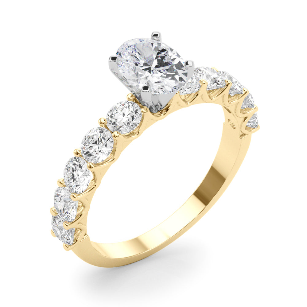 Vintage-Inspired 10 Stone Remount Round Diamond Engagement Ring in 10K/14K gold and platinum with certified lab-grown or natural diamonds
