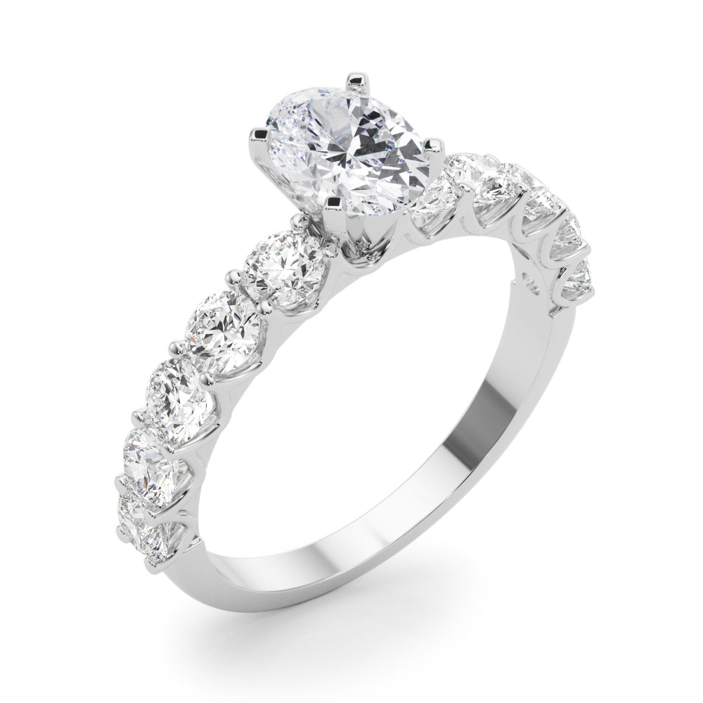 Vintage-Inspired 10 Stone Remount Round Diamond Engagement Ring in 10K/14K gold and platinum with certified lab-grown or natural diamonds
