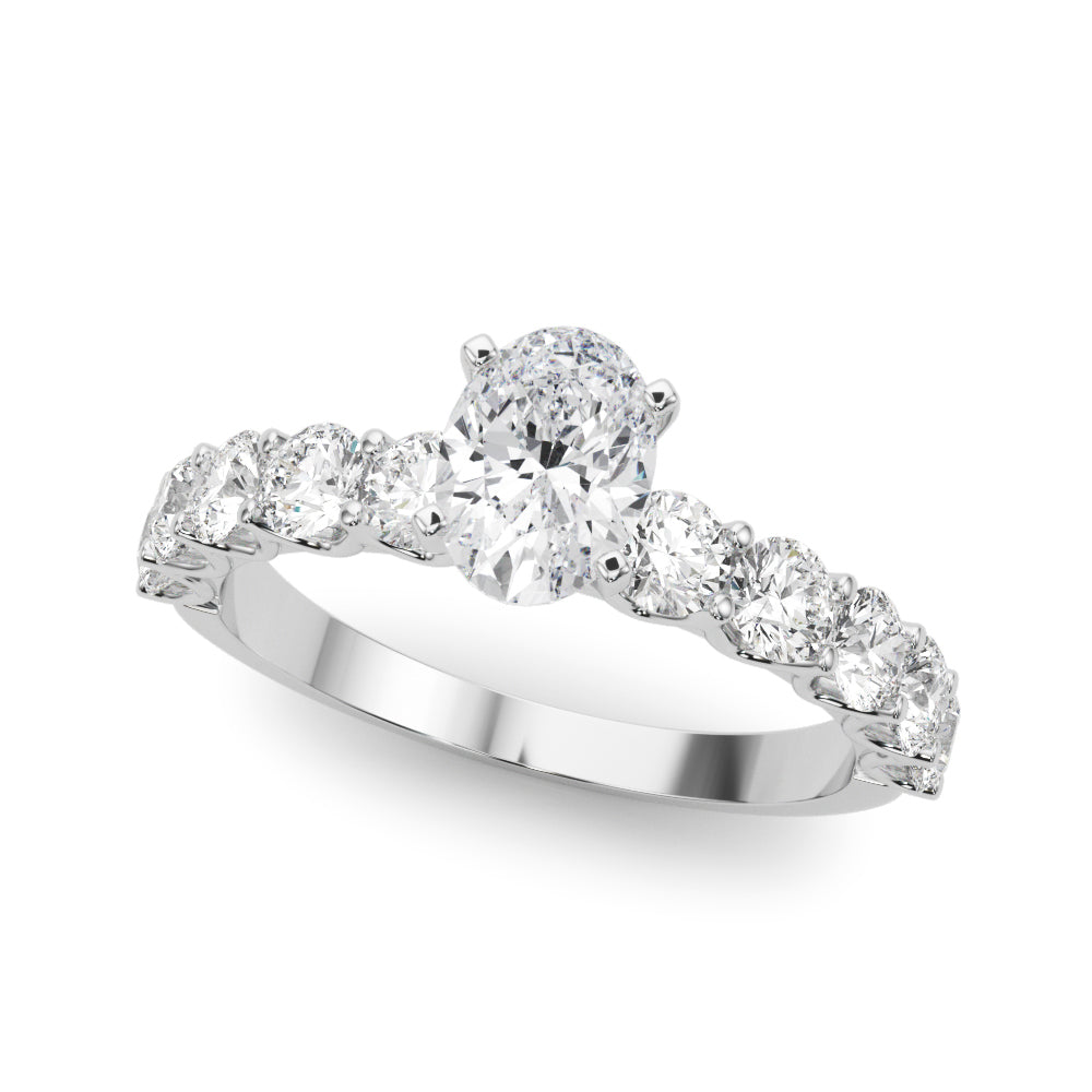 Vintage-Inspired 10 Stone Remount Round Diamond Engagement Ring in 10K/14K gold and platinum with certified lab-grown or natural diamonds