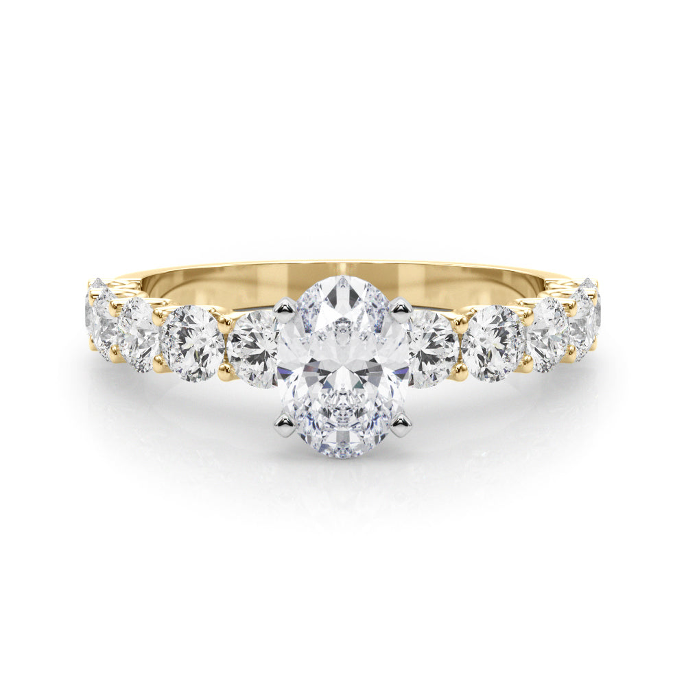 Vintage-Inspired 10 Stone Remount Round Diamond Engagement Ring in 10K/14K gold and platinum with certified lab-grown or natural diamonds