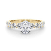 Vintage-Inspired 10 Stone Remount Round Diamond Engagement Ring in 10K/14K gold and platinum with certified lab-grown or natural diamonds