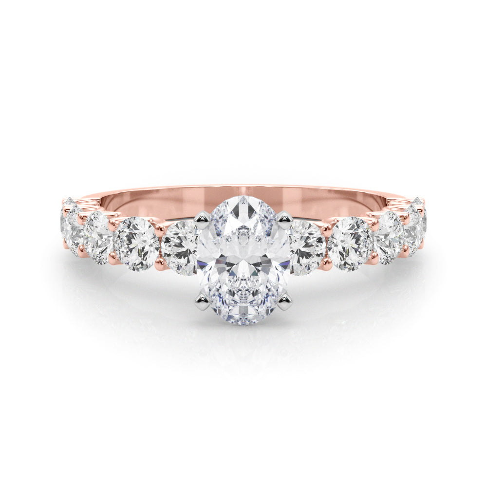 Vintage-Inspired 10 Stone Remount Round Diamond Engagement Ring in 10K/14K gold and platinum with certified lab-grown or natural diamonds