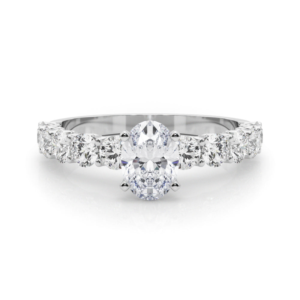 Vintage-Inspired 10 Stone Remount Round Diamond Engagement Ring in 10K/14K gold and platinum with certified lab-grown or natural diamonds