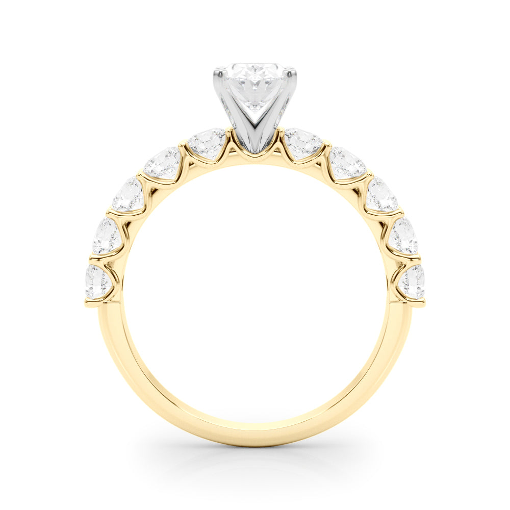 Vintage-Inspired 10 Stone Remount Round Diamond Engagement Ring in 10K/14K gold and platinum with certified lab-grown or natural diamonds