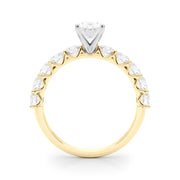 Vintage-Inspired 10 Stone Remount Round Diamond Engagement Ring in 10K/14K gold and platinum with certified lab-grown or natural diamonds