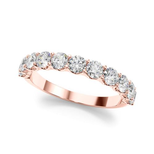 11-Stone Shared Prong Half Eternity Ring in Gold & Platinum