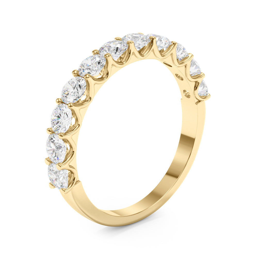 11-Stone Shared Prong Half Eternity Ring in Gold & Platinum