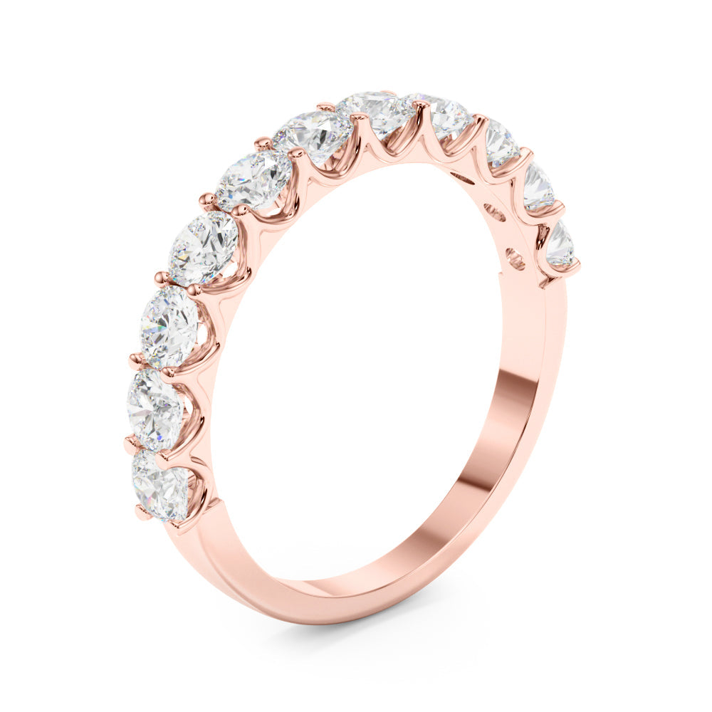 11-Stone Shared Prong Half Eternity Ring in Gold & Platinum