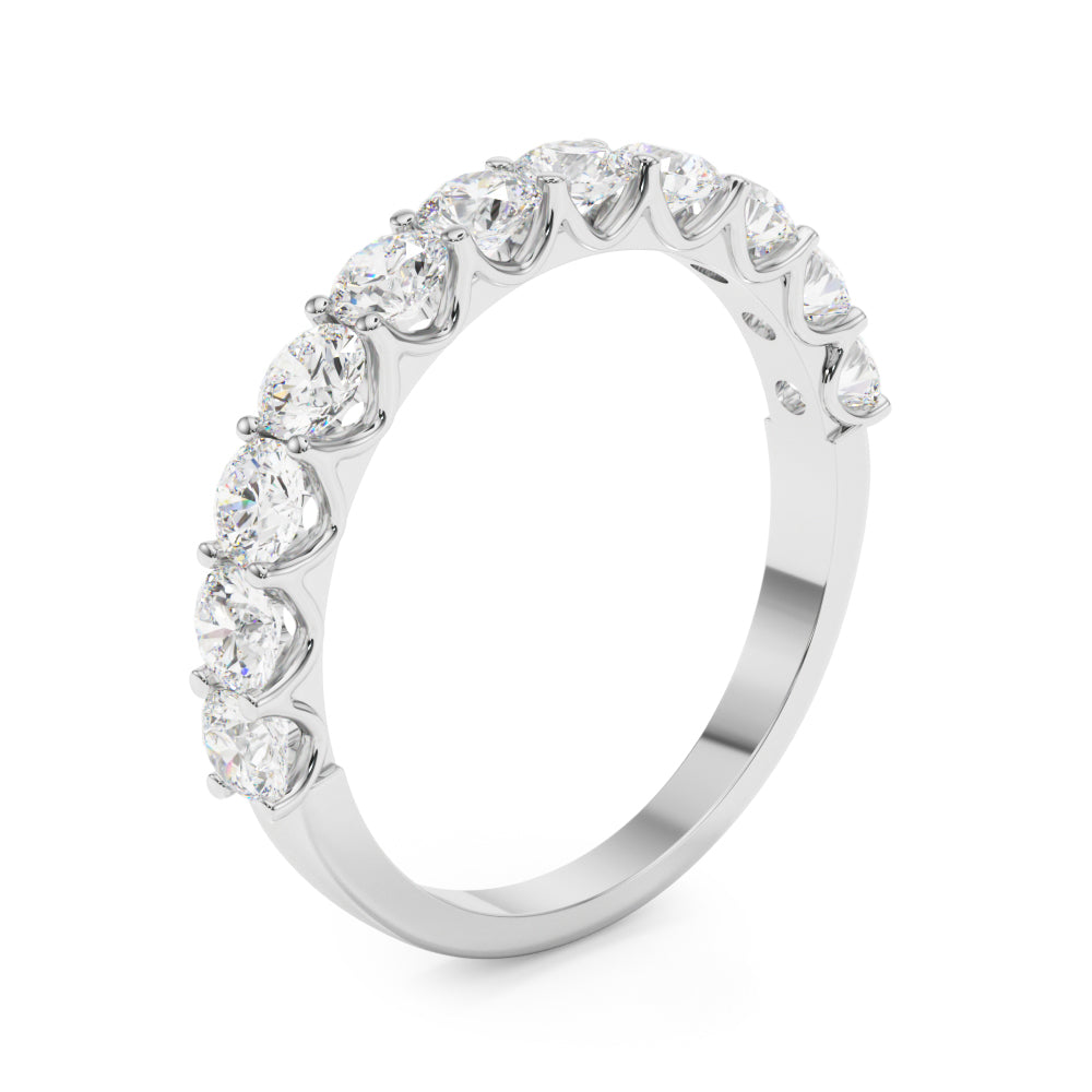 11-Stone Shared Prong Half Eternity Ring in Gold & Platinum