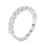 11-Stone Shared Prong Half Eternity Ring in Gold & Platinum