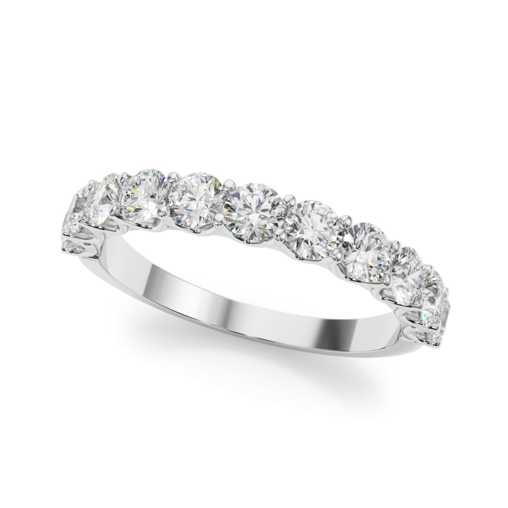 11-Stone Shared Prong Half Eternity Ring in Gold & Platinum