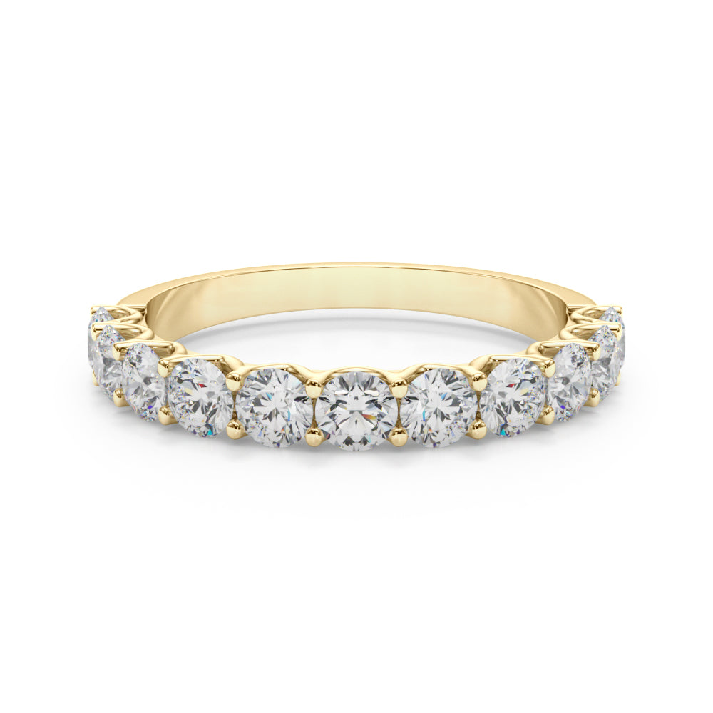 11-Stone Shared Prong Half Eternity Ring in Gold & Platinum