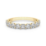 11-Stone Shared Prong Half Eternity Ring in Gold & Platinum