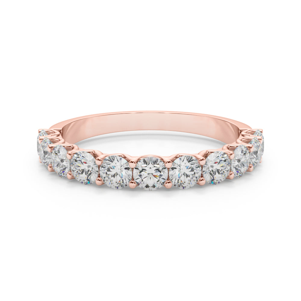 11-Stone Shared Prong Half Eternity Ring in Gold & Platinum