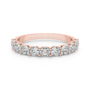 11-Stone Shared Prong Half Eternity Ring in Gold & Platinum