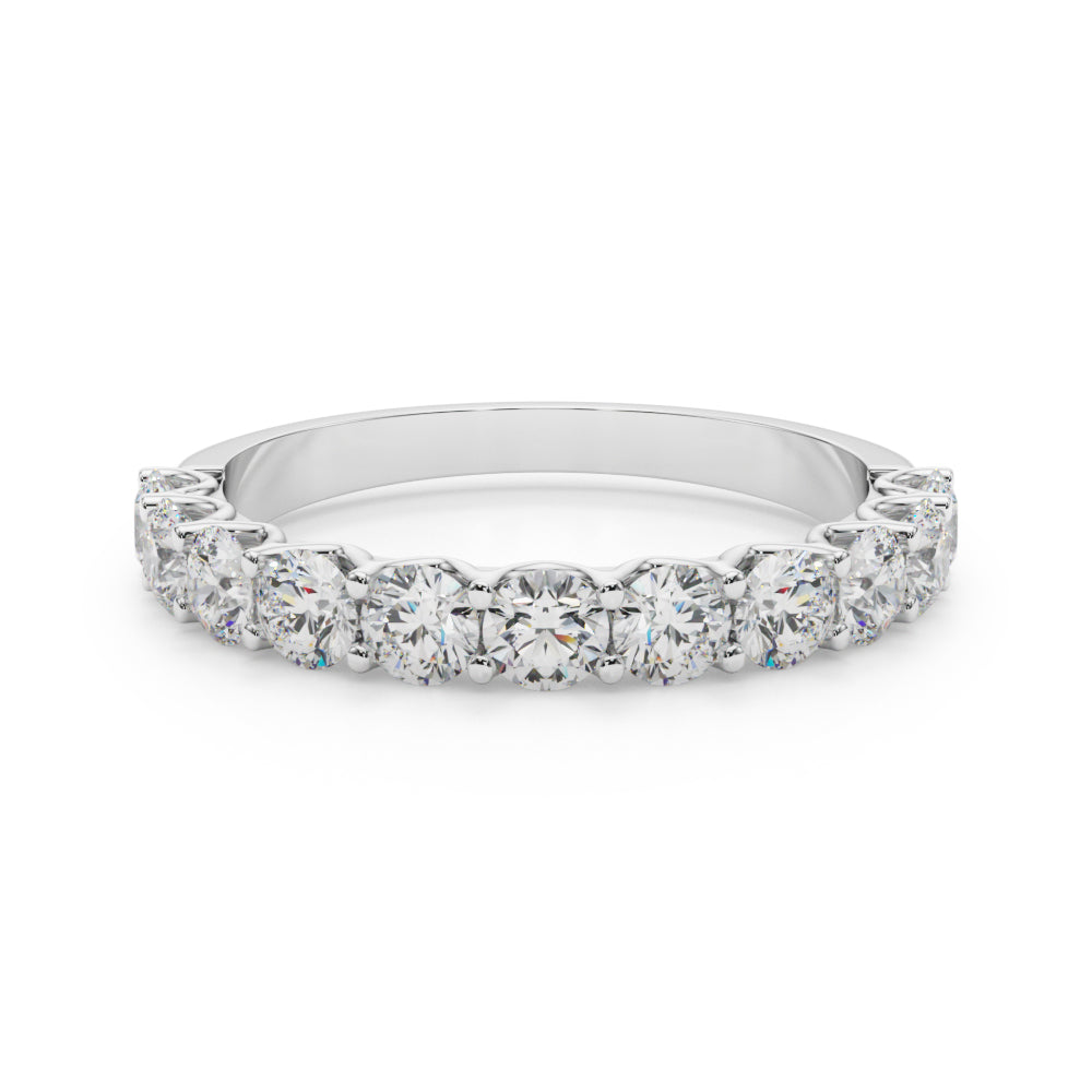 11-Stone Shared Prong Half Eternity Ring in Gold & Platinum