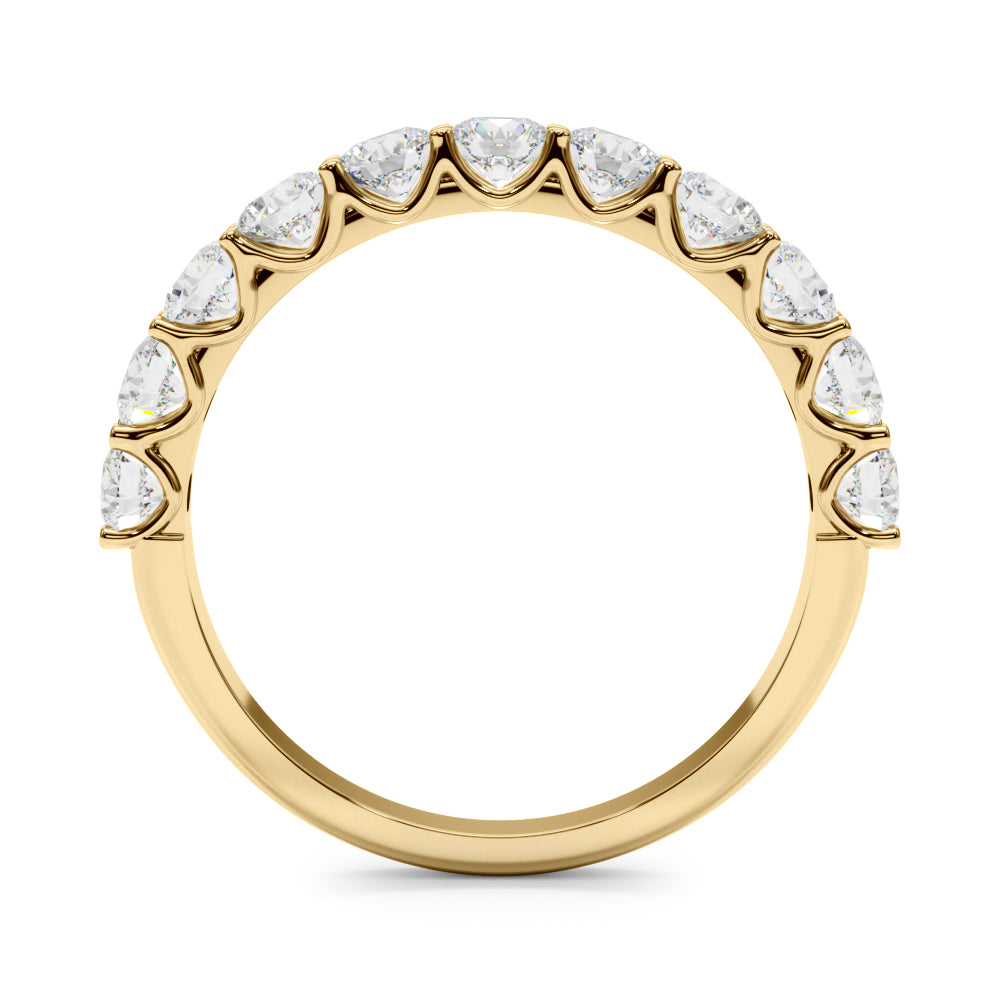11-Stone Shared Prong Half Eternity Ring in Gold & Platinum