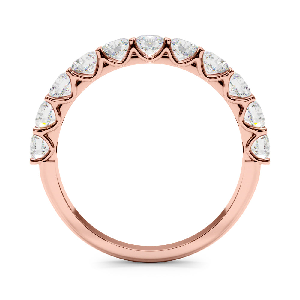 11-Stone Shared Prong Half Eternity Ring in Gold & Platinum